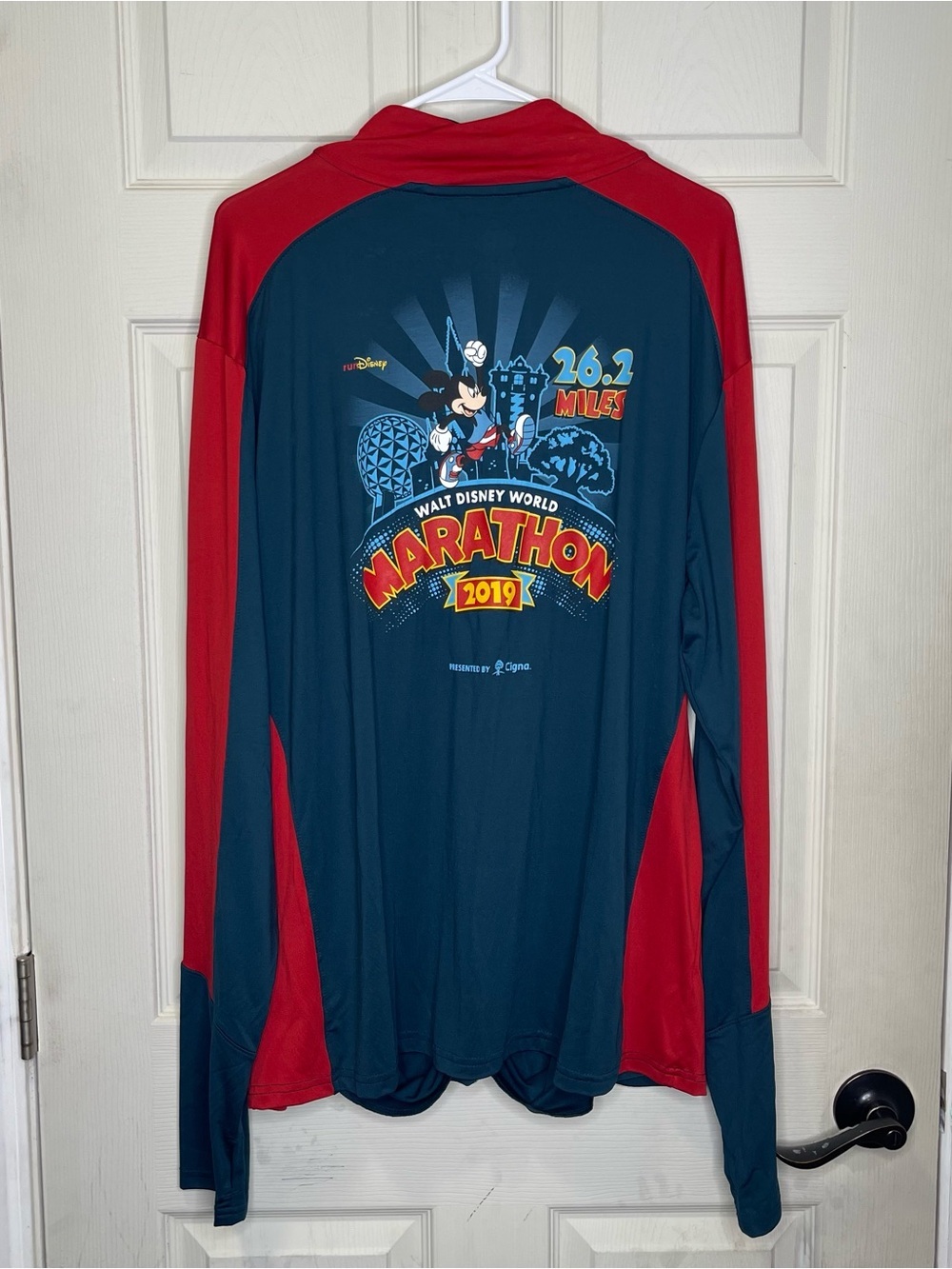 Walt Disney World Run Disney Men’s Full Zip Track Jacket In Red and Navy Blue